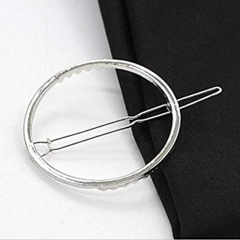 Silver Circle Hair Clip Hair Pin Hair Barrette - Picture 5 of 5
